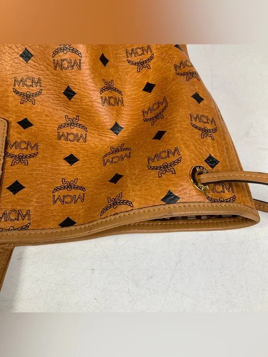 MCM Liz Large Reversible Visetos Brown Cognac Shopper Tote Bag - Picture 10 of 16